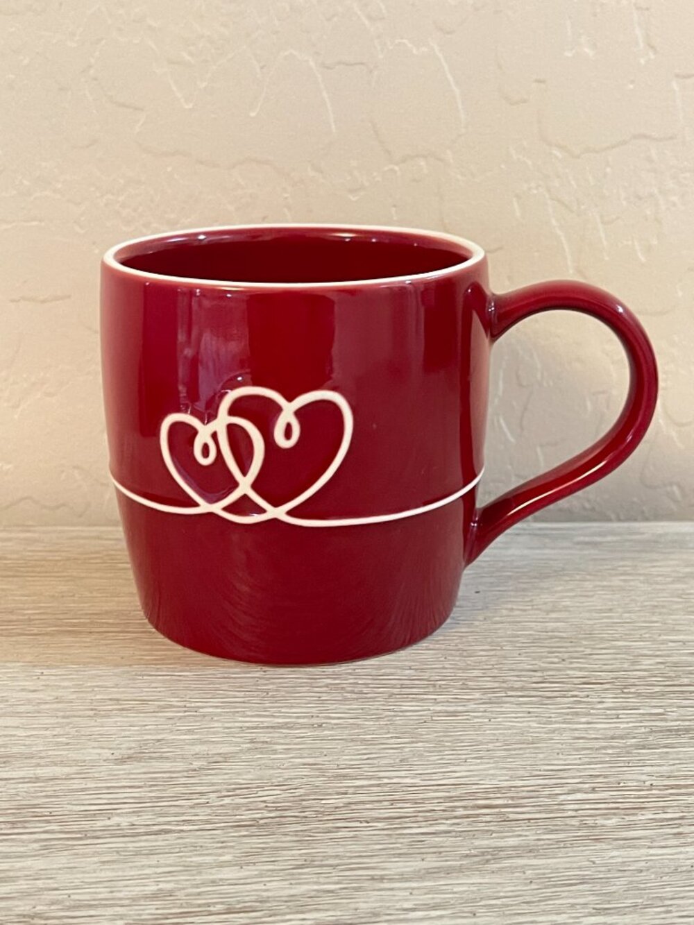 Starbucks Mug Cup New Bone China Double Hearts Love Dark Red 2010